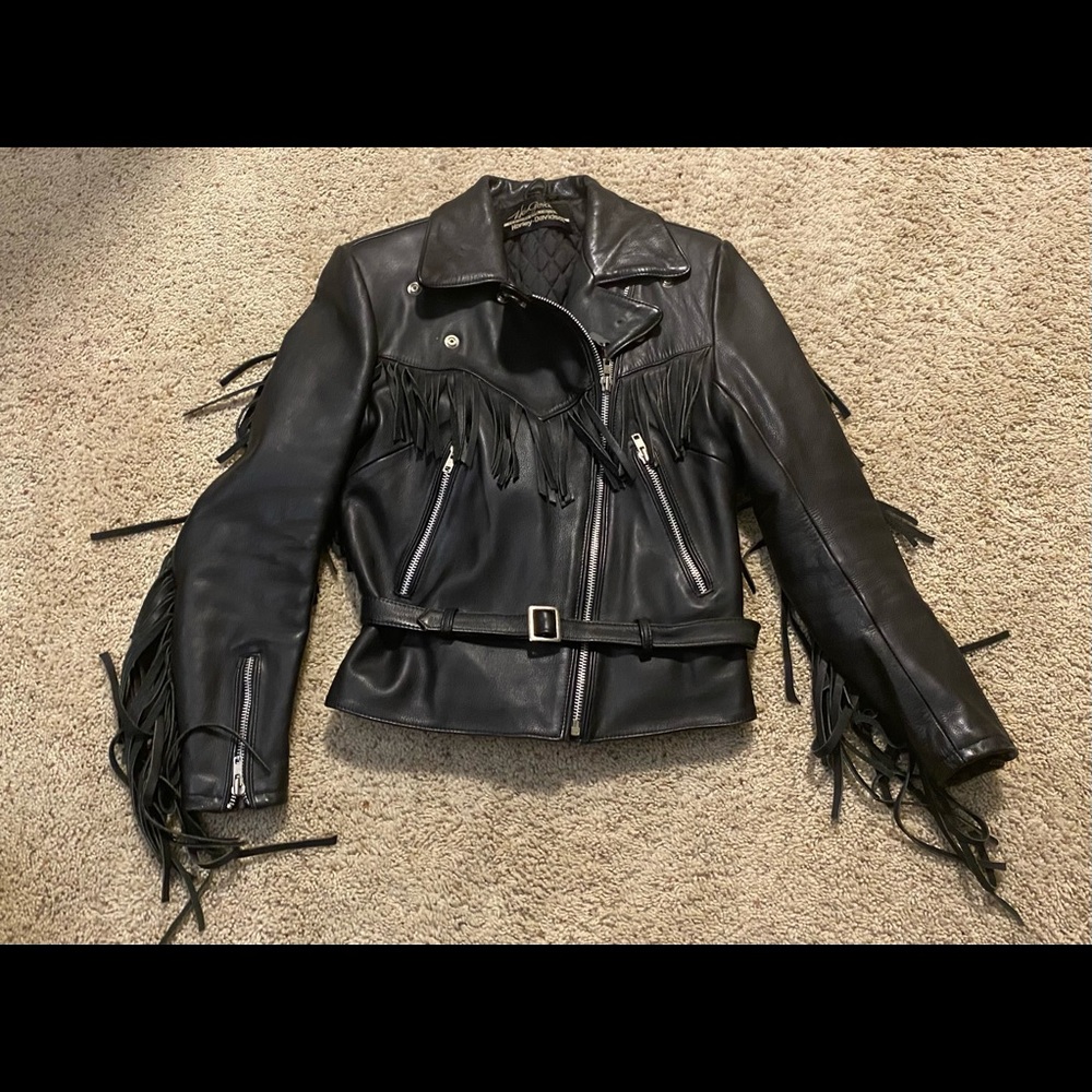 Vintage Harley Davidson fringe leather jacket 34 S